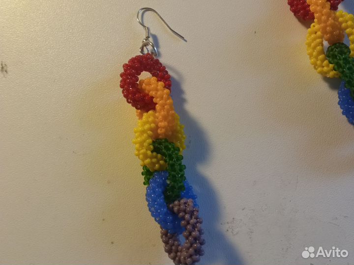 Серьги цепи из бисера