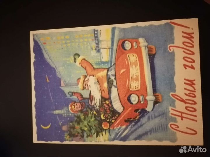 Открытка новогодняя деревянная