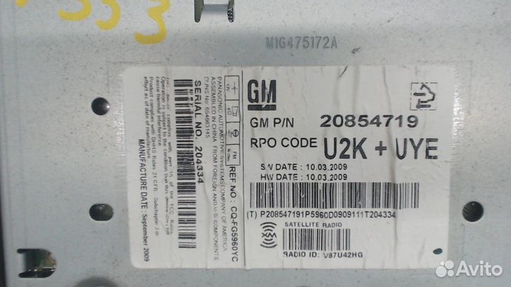 Магнитола Cadillac SRX, 2010