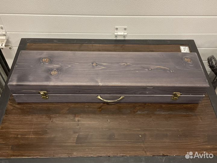 Набор шампуров в коробке из деревянного массива «е