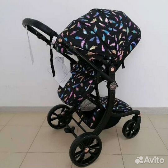 Коляска 2в1 Люкс Радужные перья