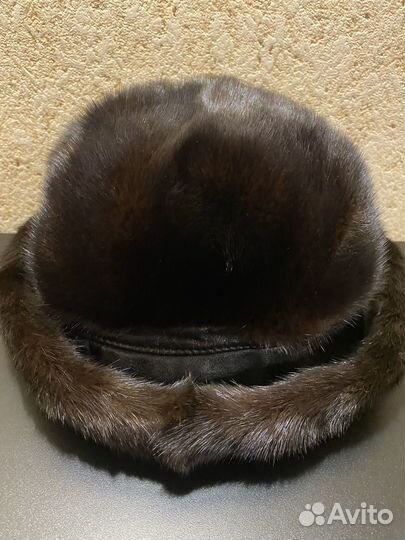 Шапка - шляпа женская зимняя с полями норка / кожа