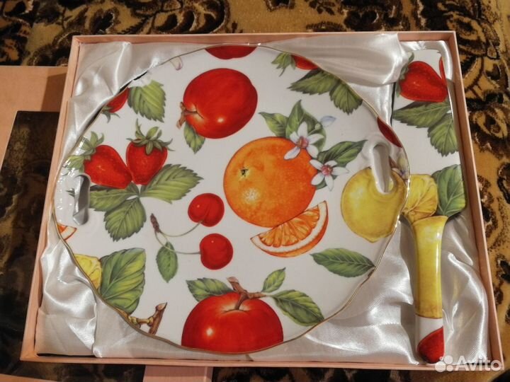 Набор блюдо для торта и лопатка, Фарфор