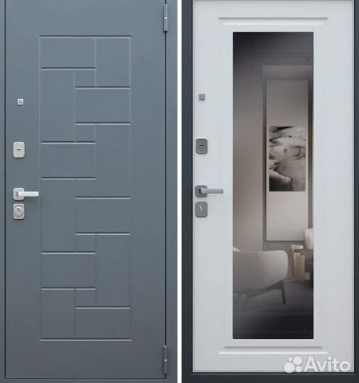 Стальные двери с зеркалом
