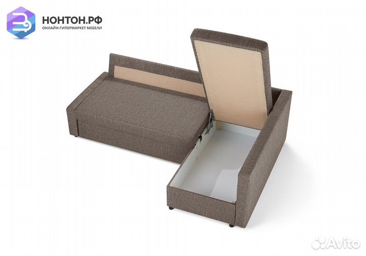 Диван угловой дельфин Поло светло-коричневый