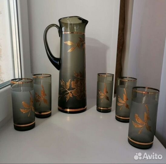Набор для воды богемия позолота дымчатый