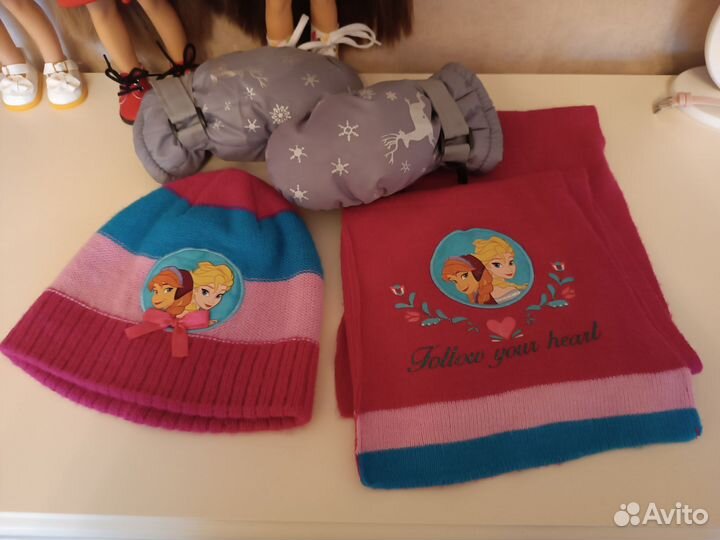 Шапка,шарф,варежки для девочки от3до 5 лет