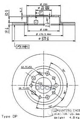 Диск тормозной UV Coated зад 08936411 Brembo
