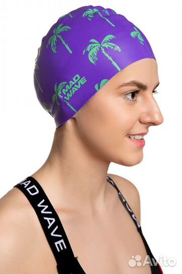 Шапочка для плавания mad wave силикон