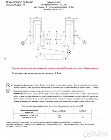 Ванна Фишка 170х80 левая из искуcственного камня