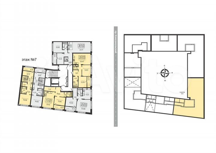 2-к. квартира, 72,2 м², 7/22 эт.