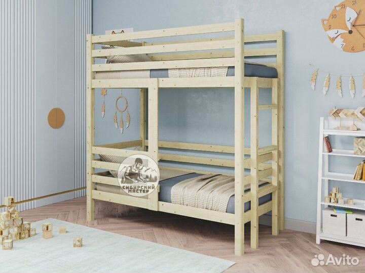 Двухъярусная детская кровать из массива