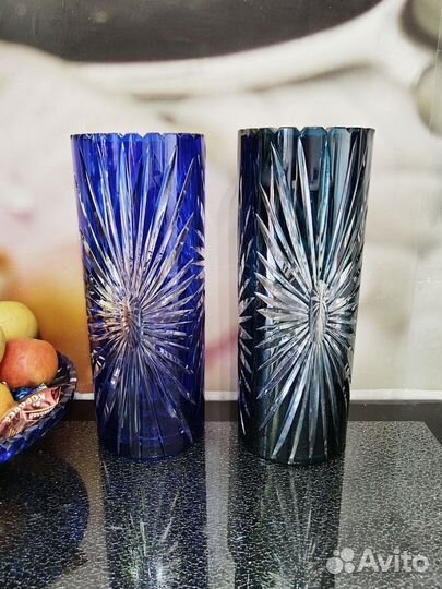 Ваза цветной хрусталь Германия ГДР