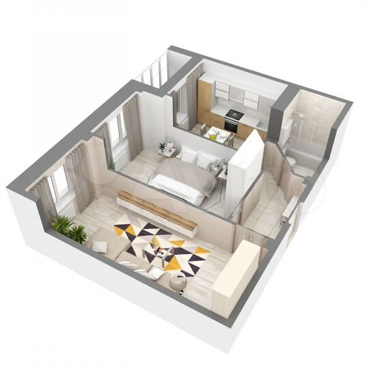 2-к. квартира, 49,6 м², 1/7 эт.