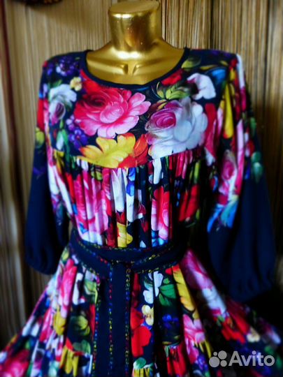 Платье штапельное Узоры Жостово