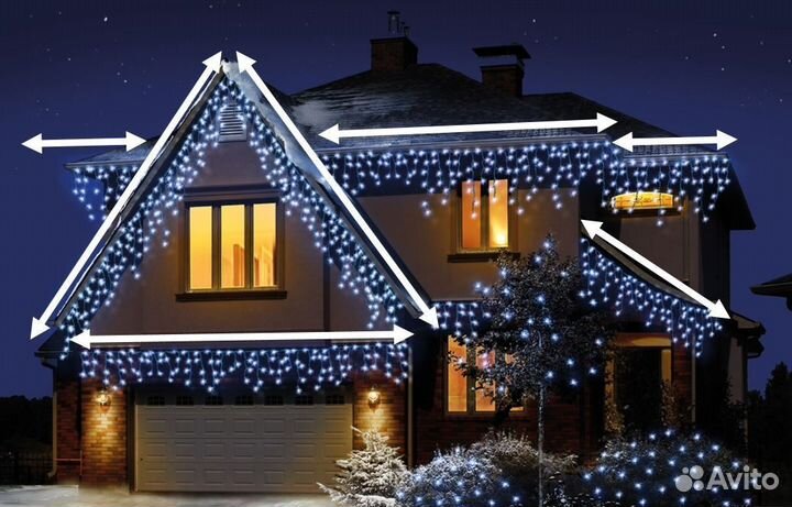 Украшение домов гирляндами