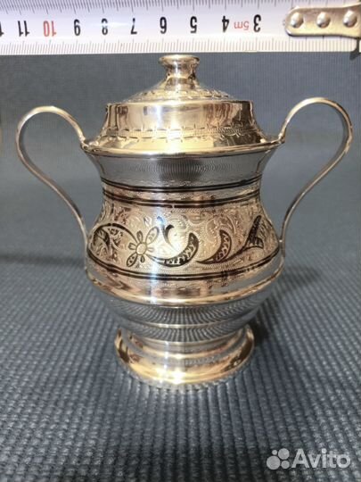 Серебряная сахарница Кубачи шикарная