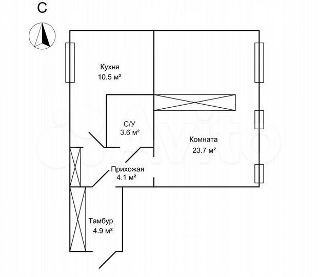 1-к. квартира, 47,5 м², 3/5 эт.