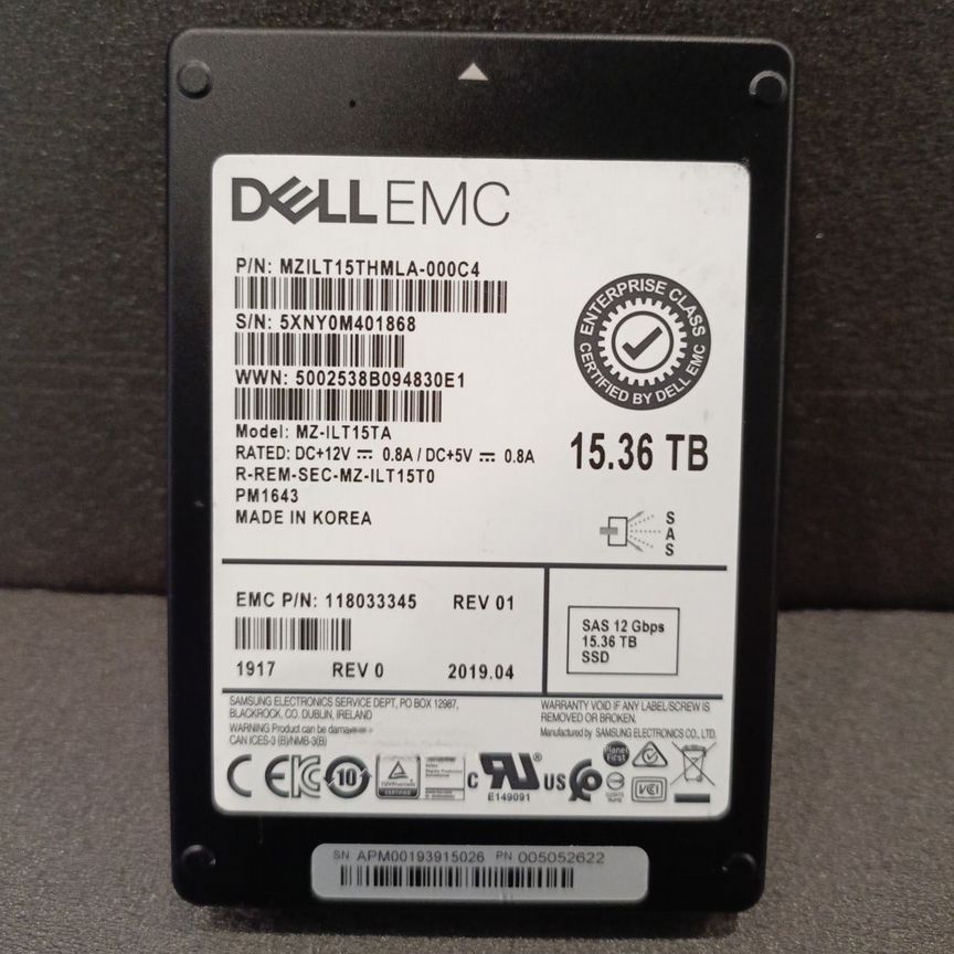 [PM1643] Ssd Samsung 15.36 Тб Sas 12gb/S Pm1643