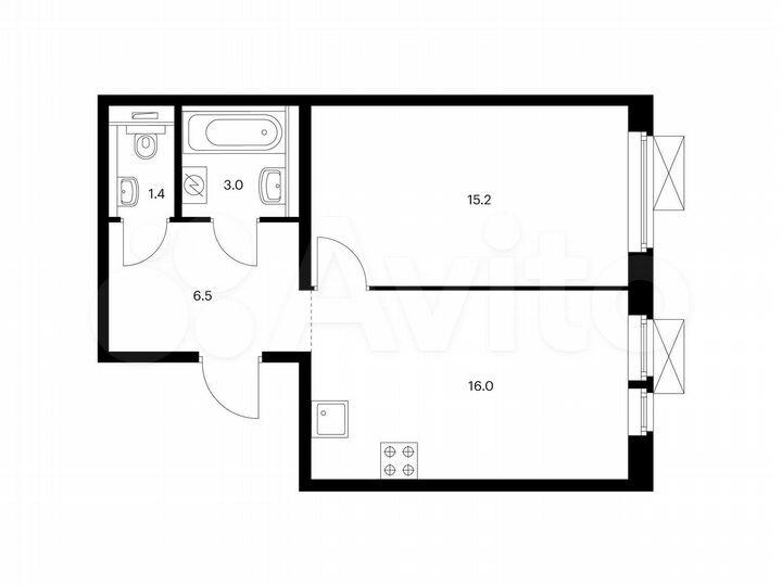 1-к. квартира, 42,1 м², 17/17 эт.