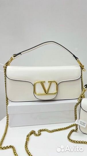 Сумка Valentino lux бежевый и белый