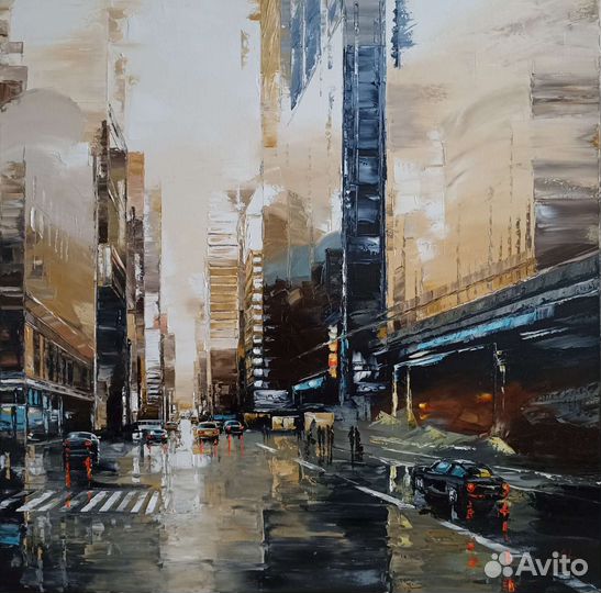 Живописная интерьерная картина, холст масло 90-90