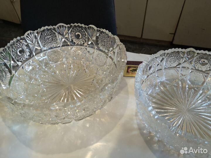 Большие хрустальные салатницы СССР