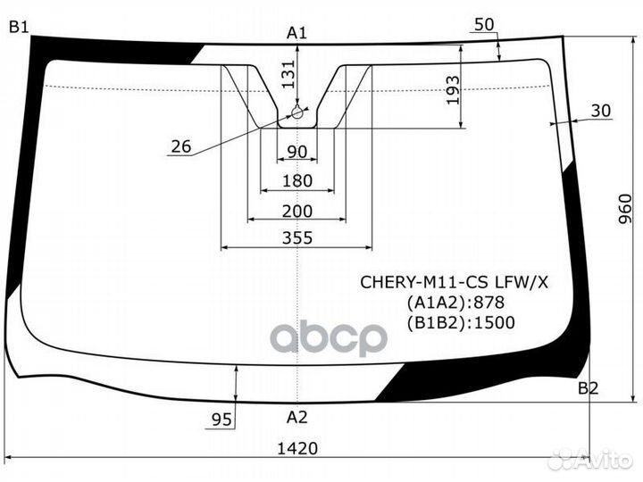 Стекло лобовое + дд chery M2011(A3) 4/5D 10-15