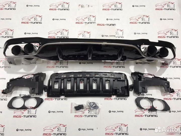 Диффузор хром + Black насадки E-Class 53AMG W213