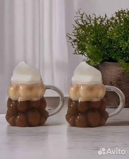 Кружки набор 2 шт стеклянные 350 мл новые