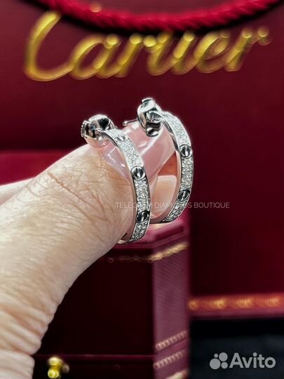 Серьги Cartier Love белое золото 750, бриллианты