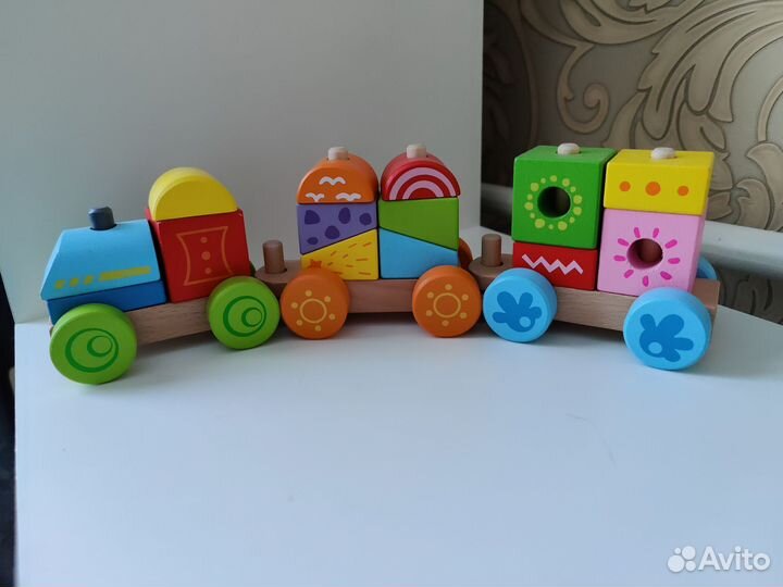 Паровоз поезд деревянный сортер конструктор