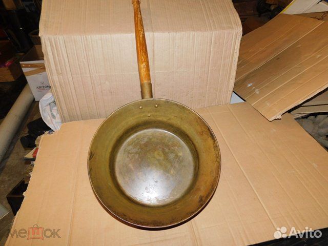 Старинный, латунный таз-сотейник периода СССР
