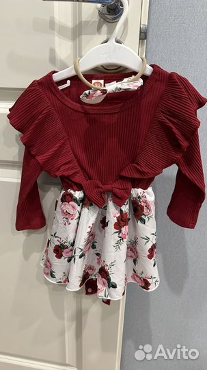 Новогоднее детское платье боди 80