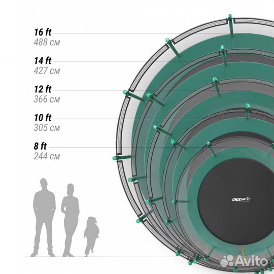 Батут unix Line supreme basic 16 ft (green)
