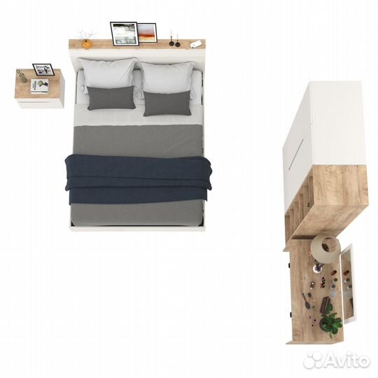 Спальня Моби Муссон №16 цвет белый/дуб эндгрейн элегантный