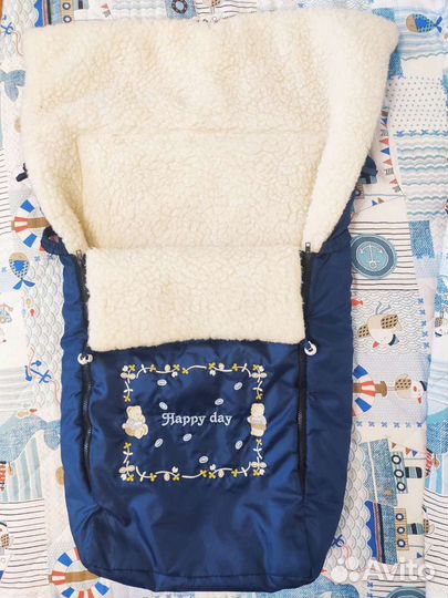 Зимний конверт в коляску на овчине