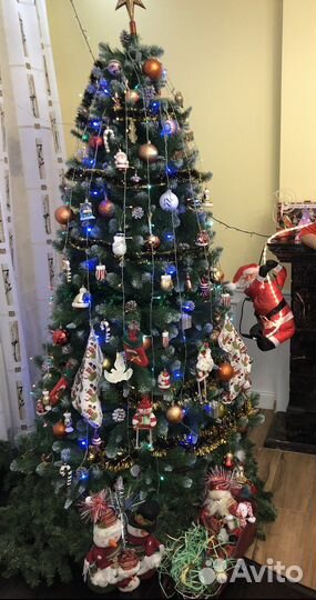 Елка иск 230 см бу в упаковке с игрушками