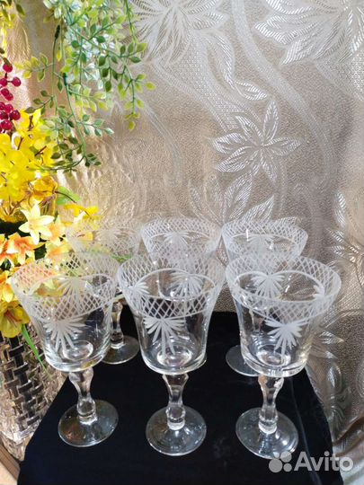 Наборы фужеров, цветное стекло. Винтаж СССР