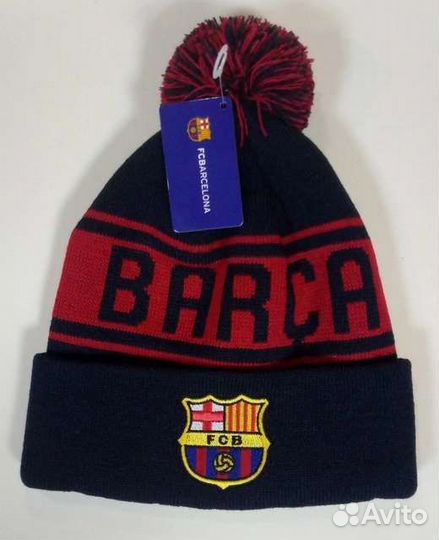 Шапка с помпоном фк Барселона новая с биркой