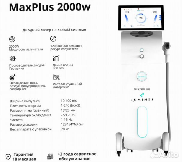 Диодный лазер для эпиляции Лю'Минес Max’Plus 2000в