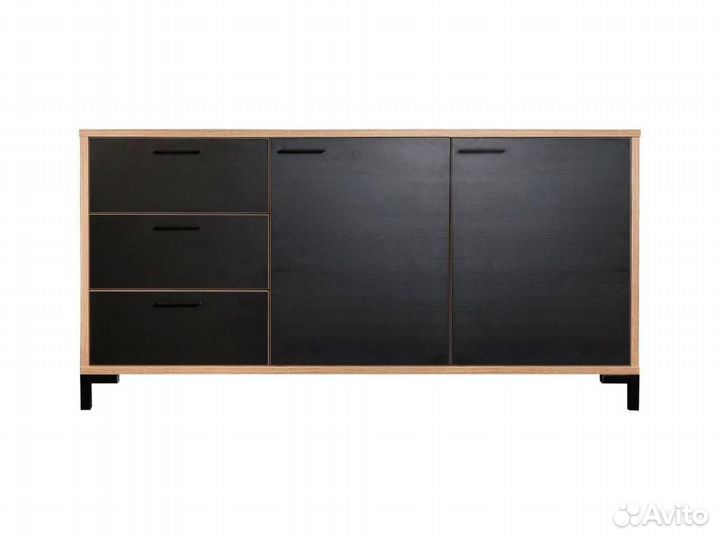 Тумба блэквуд, Дуб Вотан + чёрный, П556.07