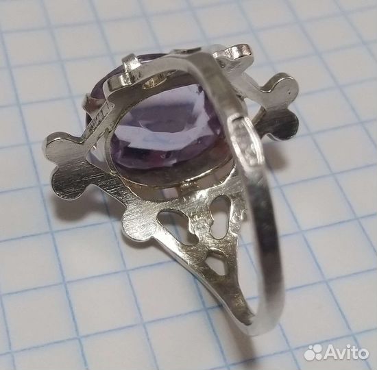Серебряное кольцо аметист звезда 875 пр гост СССР