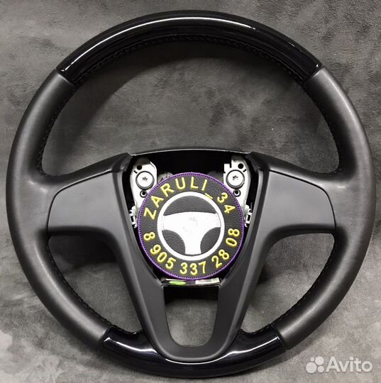 Руль hyundai solaris черный лак