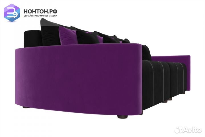 Диван еврокнижка Бристоль микровельвет черный / фи