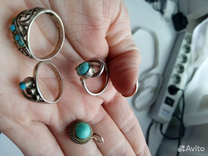 Украшение серебряное с бирюзой СССР