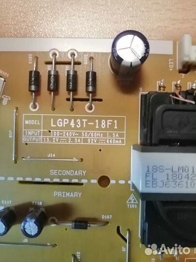 Блок питания LGP43T-18F1, EAX67865701(1.5) Rev1.0