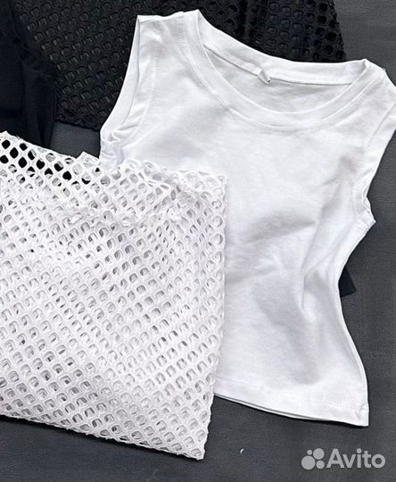 Двойка, сетка и топик для девочки 152