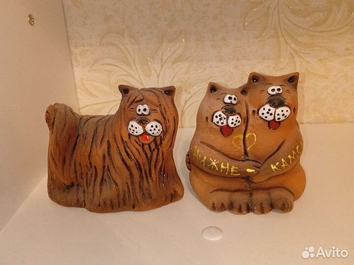 Глиняные коты фигурка для дома