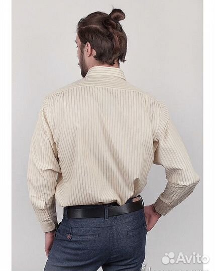 Рубашка мужская бежевая в полоску mixers 43/184раз
